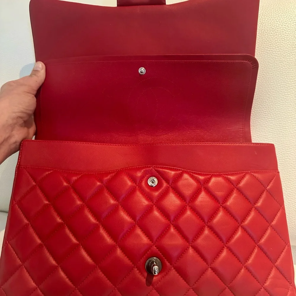 Chanel Jumbo double flap RED Ruthenium hardware *like NEW* - Picture 3 of 8